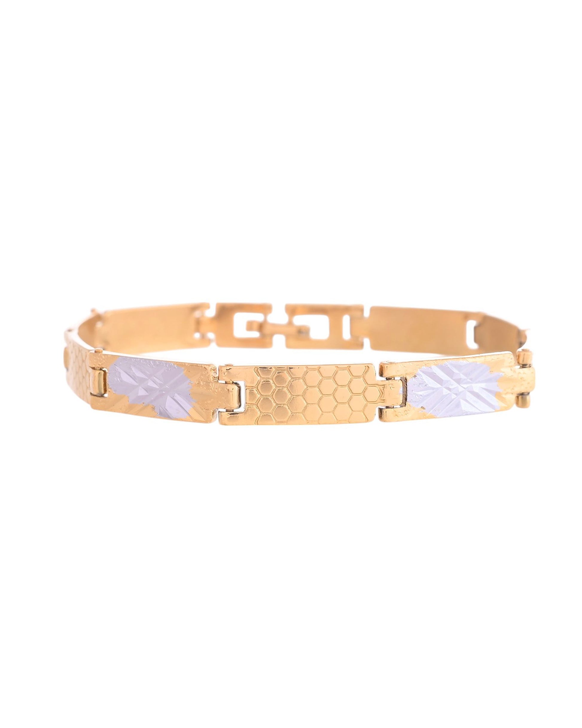 VOJ Dual Toned Alloy Textural Bracelet For Men - Distacart