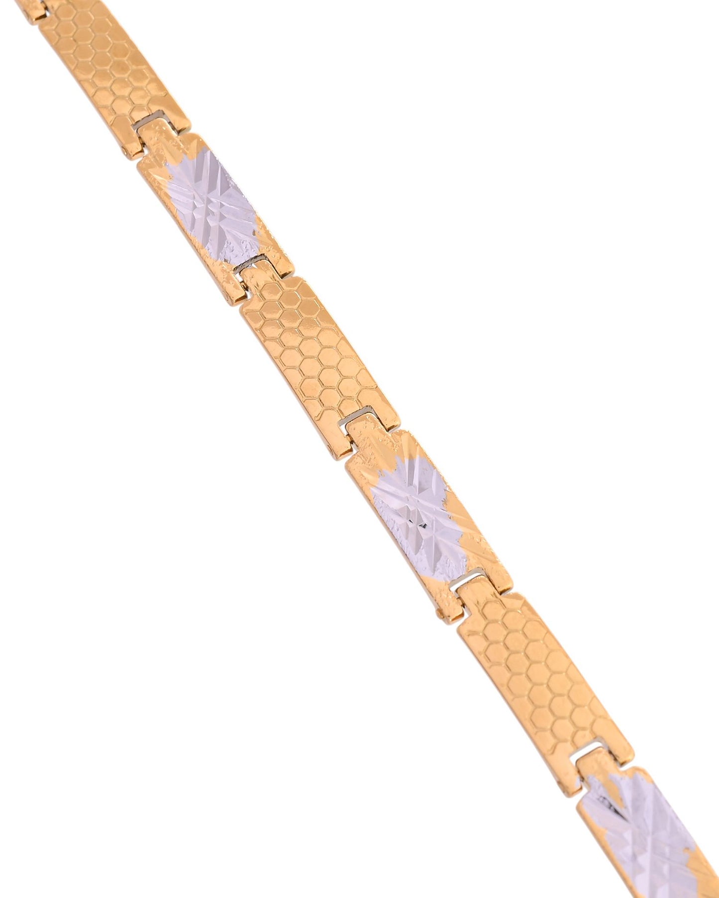 VOJ Dual Toned Alloy Textural Bracelet For Men - Distacart