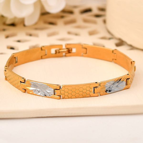VOJ Dual Toned Alloy Textural Bracelet For Men
