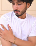 Thumbnail for VOJ Gold And Silver Toned Stainless Steel Textural Bracelet For Men