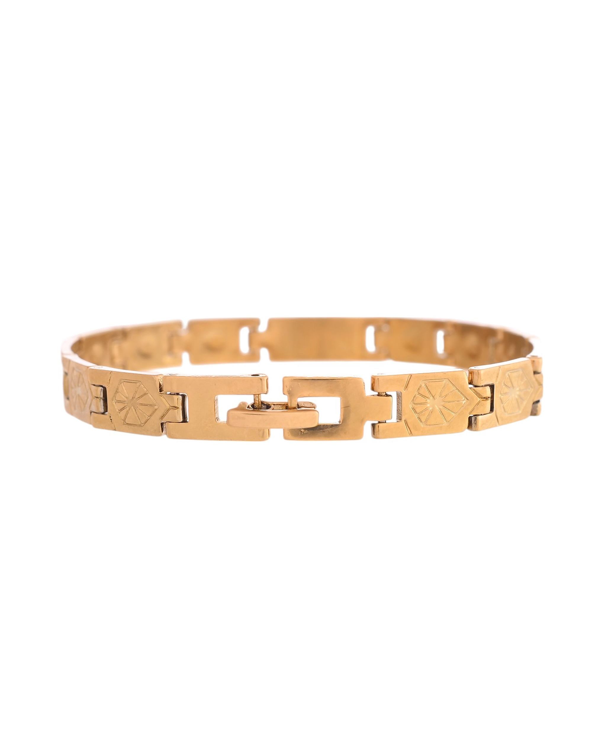 VOJ Gold And Silver Toned Stainless Steel Textural Bracelet For Men