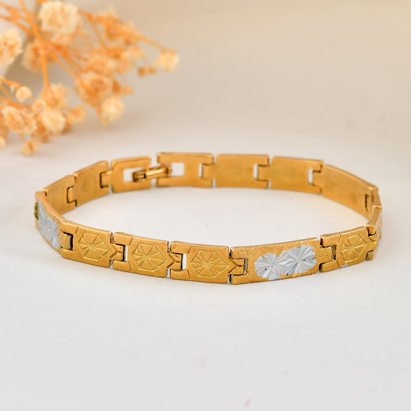 VOJ Gold And Silver Toned Stainless Steel Textural Bracelet For Men - Distacart