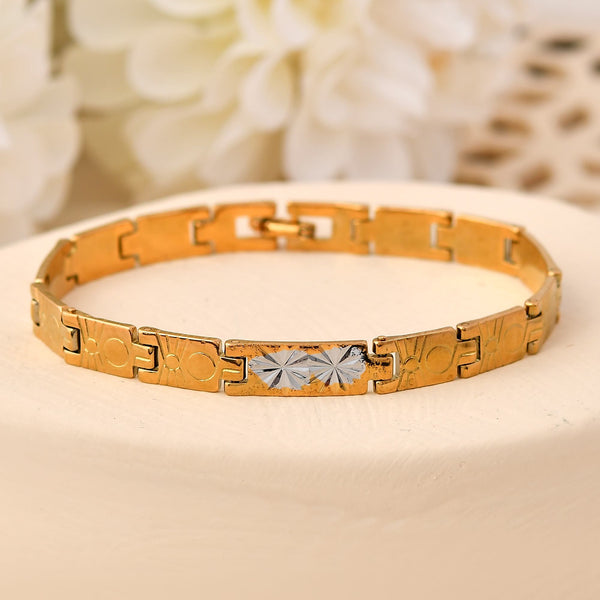 VOJ Gold And Silver Toned Stainless Steel Linked Bracelet For Men - Distacart