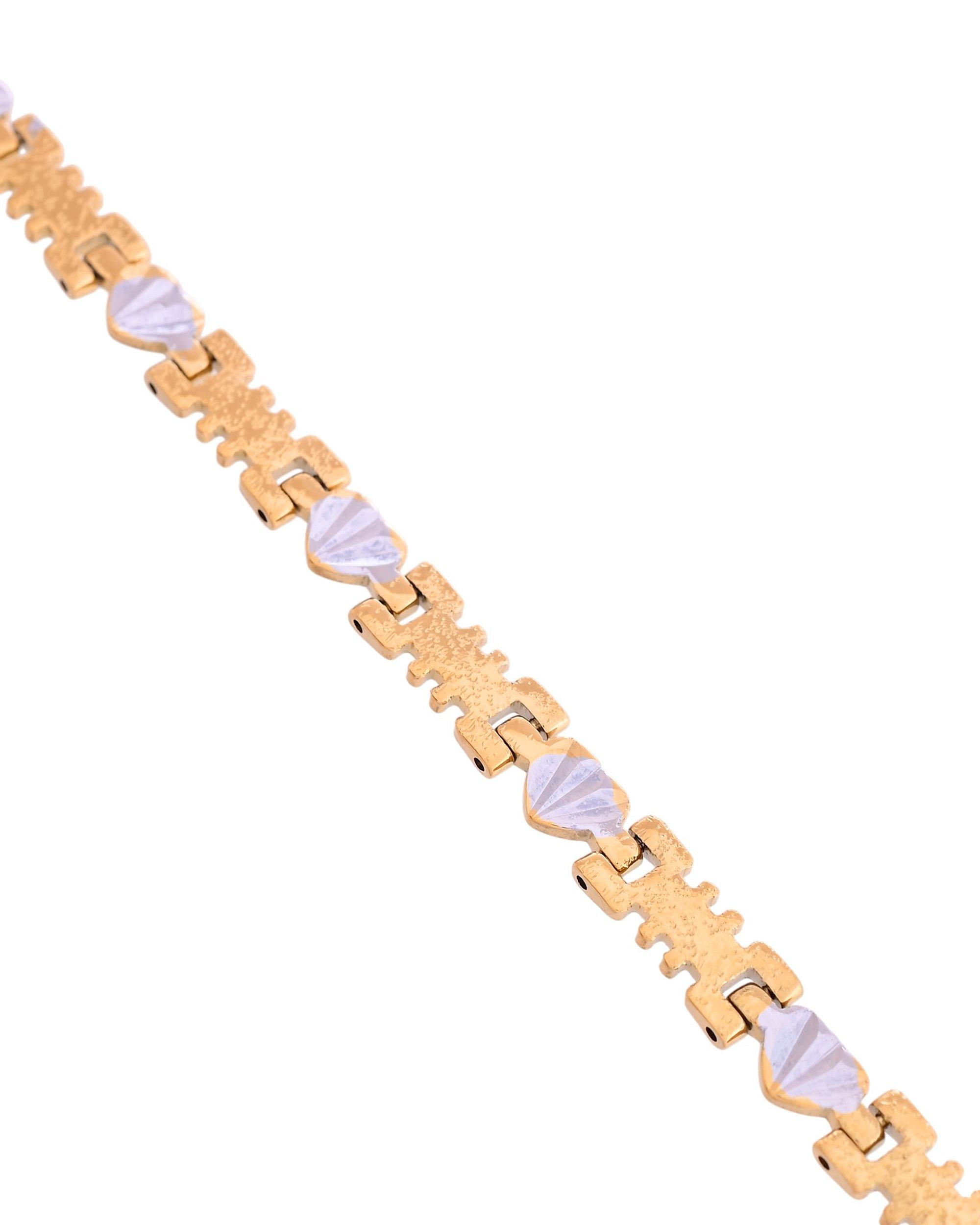 VOJ Gold And Silver Toned Stainless Steel Designer Bracelet For Men