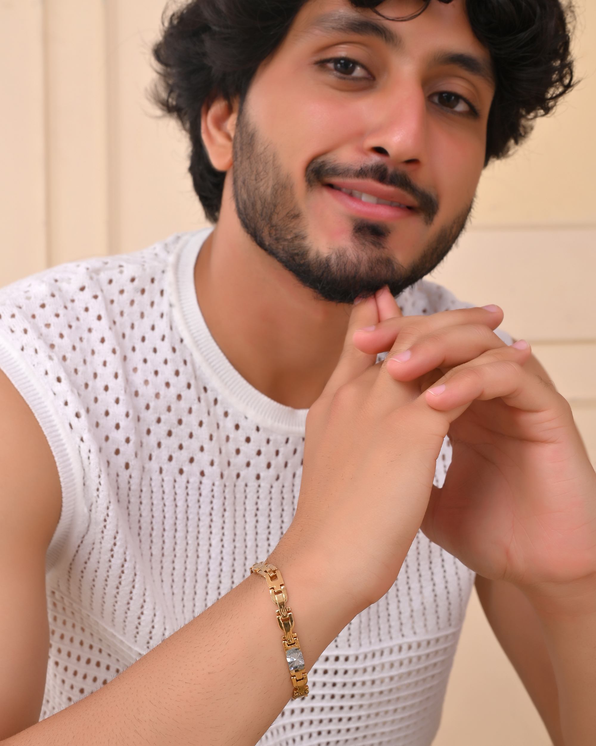 VOJ Dual Toned Textural Designer Bracelet For Men