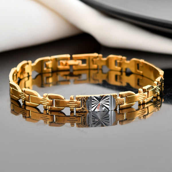 VOJ Dual Toned Textural Designer Bracelet For Men