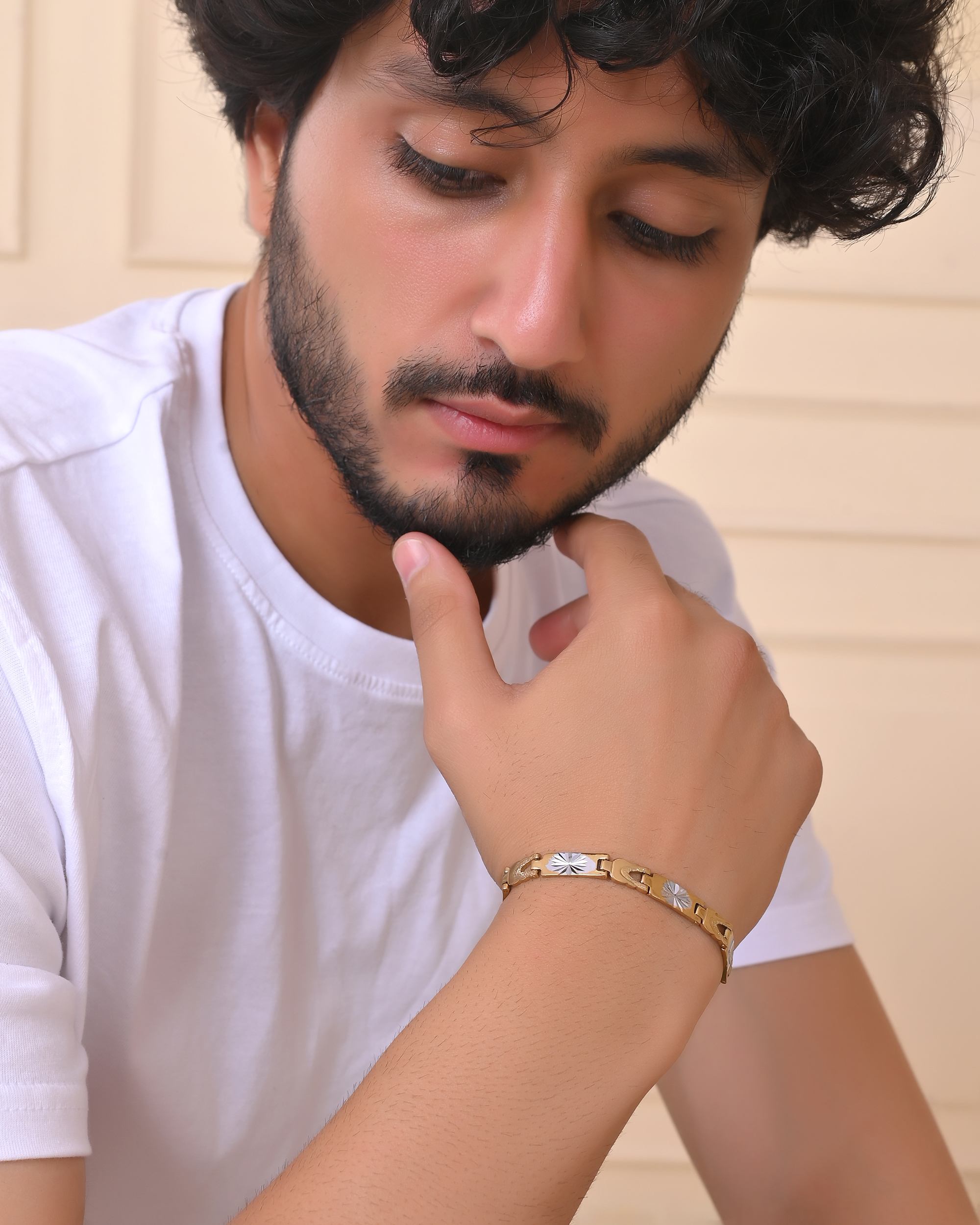 VOJ Double Toned Textural Designer Bracelet For Men