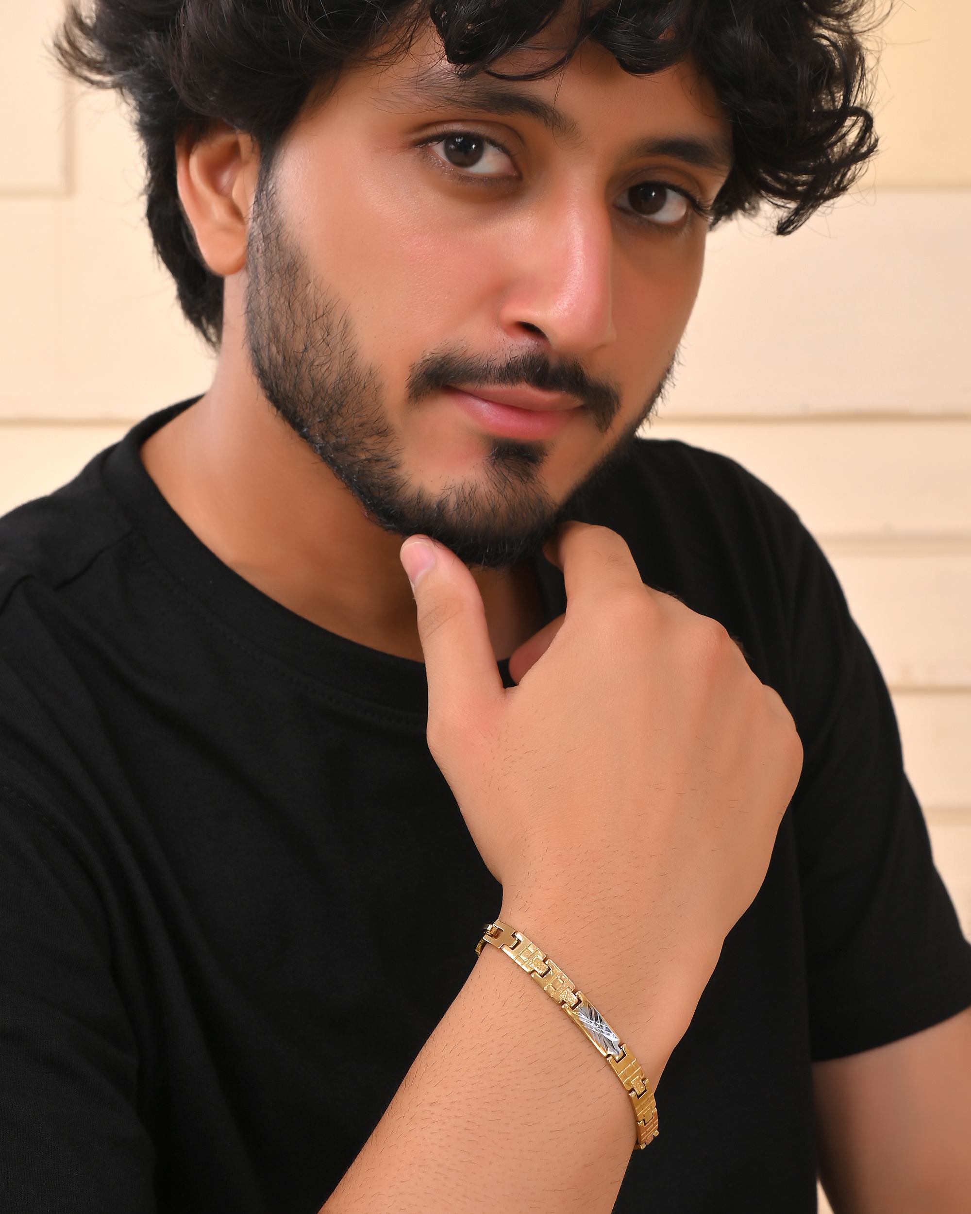 VOJ Dual Plated Textural Designed Linked Bracelet For Men