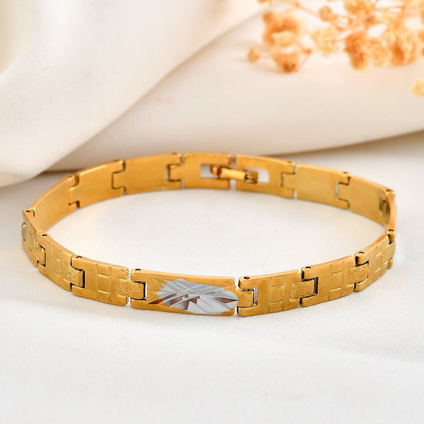 VOJ Dual Plated Textural Designed Linked Bracelet For Men