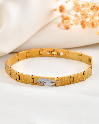 VOJ Dual Plated Textural Designed Linked Bracelet For Men