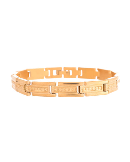 VOJ Men Gold Polished Textural Link Bracelet - Distacart