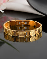 Thumbnail for VOJ Men Gold-Toned Stainless Steel Textured Chain Bracelet