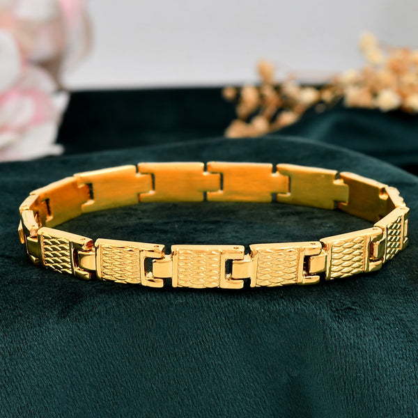VOJ Men Gold-Toned Stainless Steel Linked Designer Chain Bracelet - Distacart