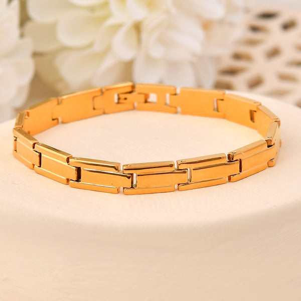 VOJ Gold Toned Linked Minimal Bracelet For Men's