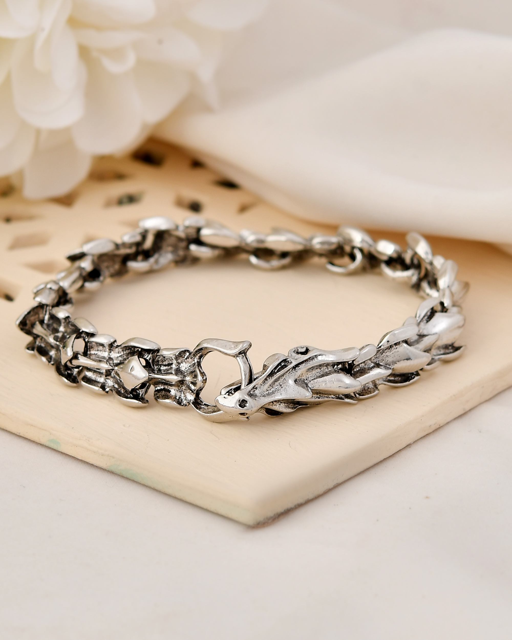 VOJ Men Stainless Steel Dragon Bracelet