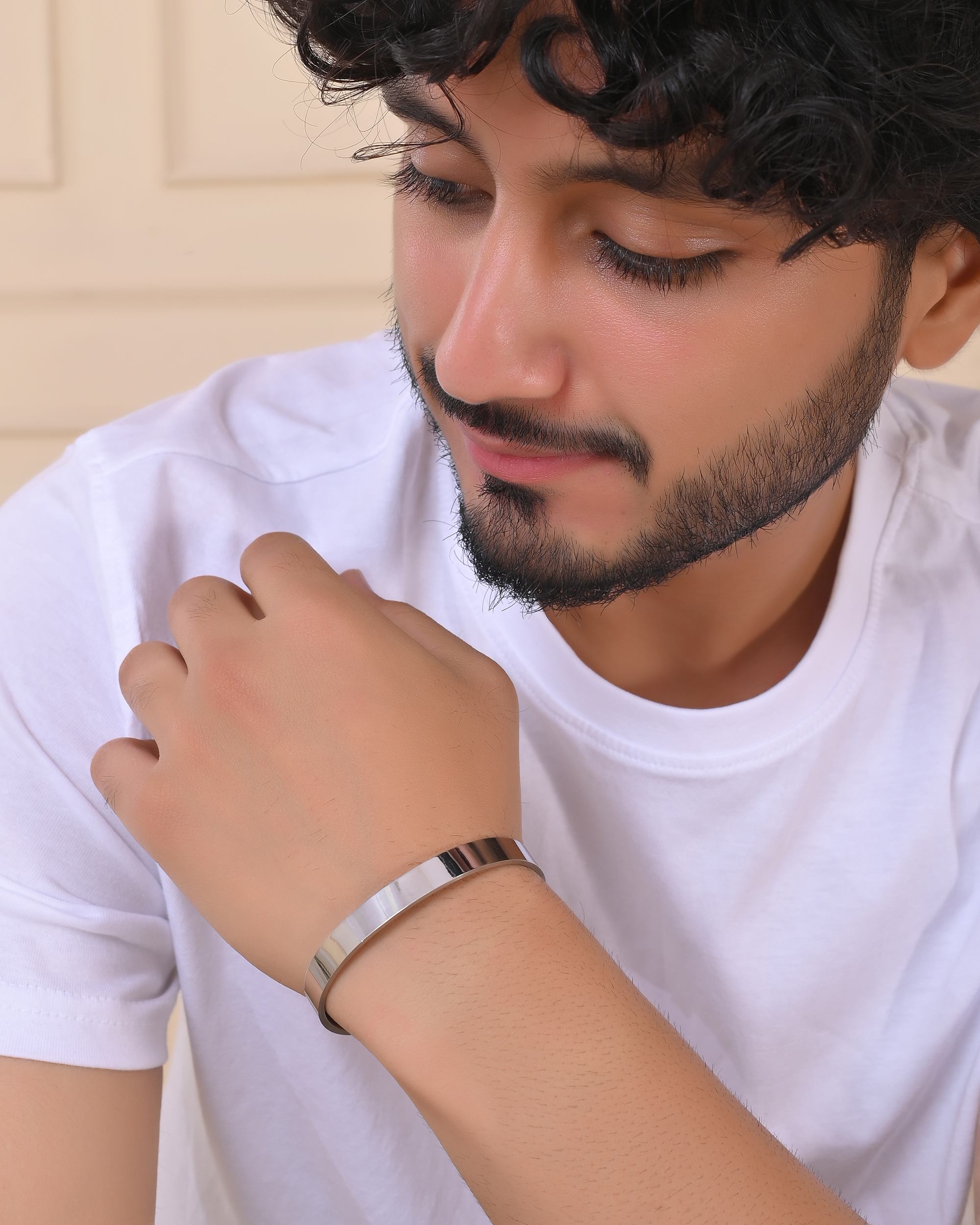 VOJ Silver Plated Stainless Steel Kada Bracelet