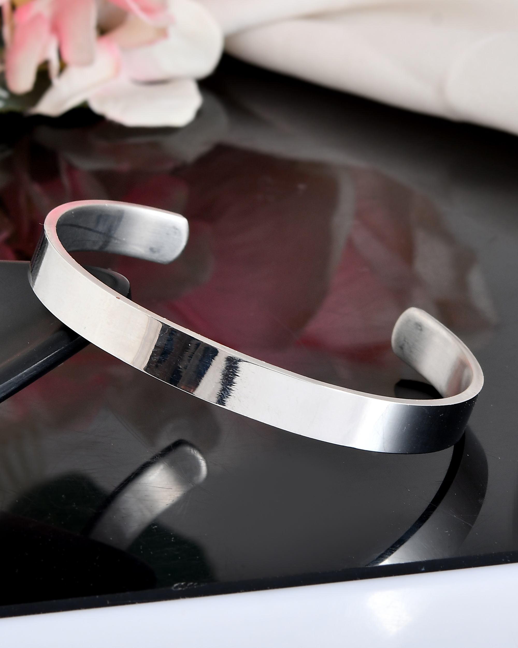 VOJ Silver Plated Stainless Steel Kada Bracelet