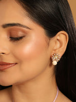 Thumbnail for Nuyug 22K Gold-Plated Pearl Drop Zircon Floral Shaped Mini Stud Earrings - Distacart