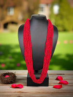 Thumbnail for Inhanns Rangsaaz 20-Layer Luxe Long Beaded Only Necklace - Red Only Necklace - Distacart