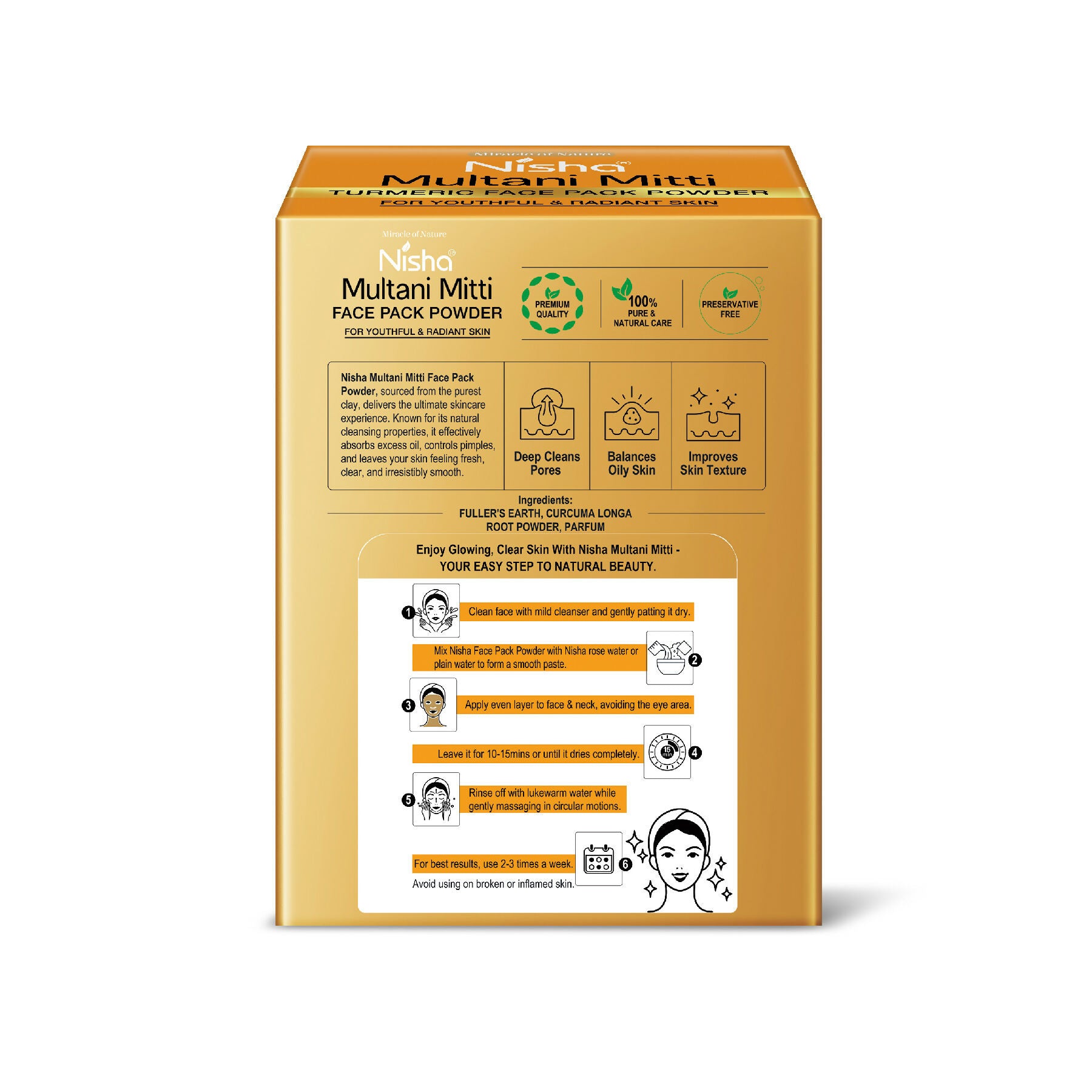 Nisha Turmeric Multani Mitti for Face | Skin Brightening Face Pack - Distacart