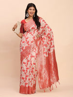 Thumbnail for Astita Linen Cotton Red Saree