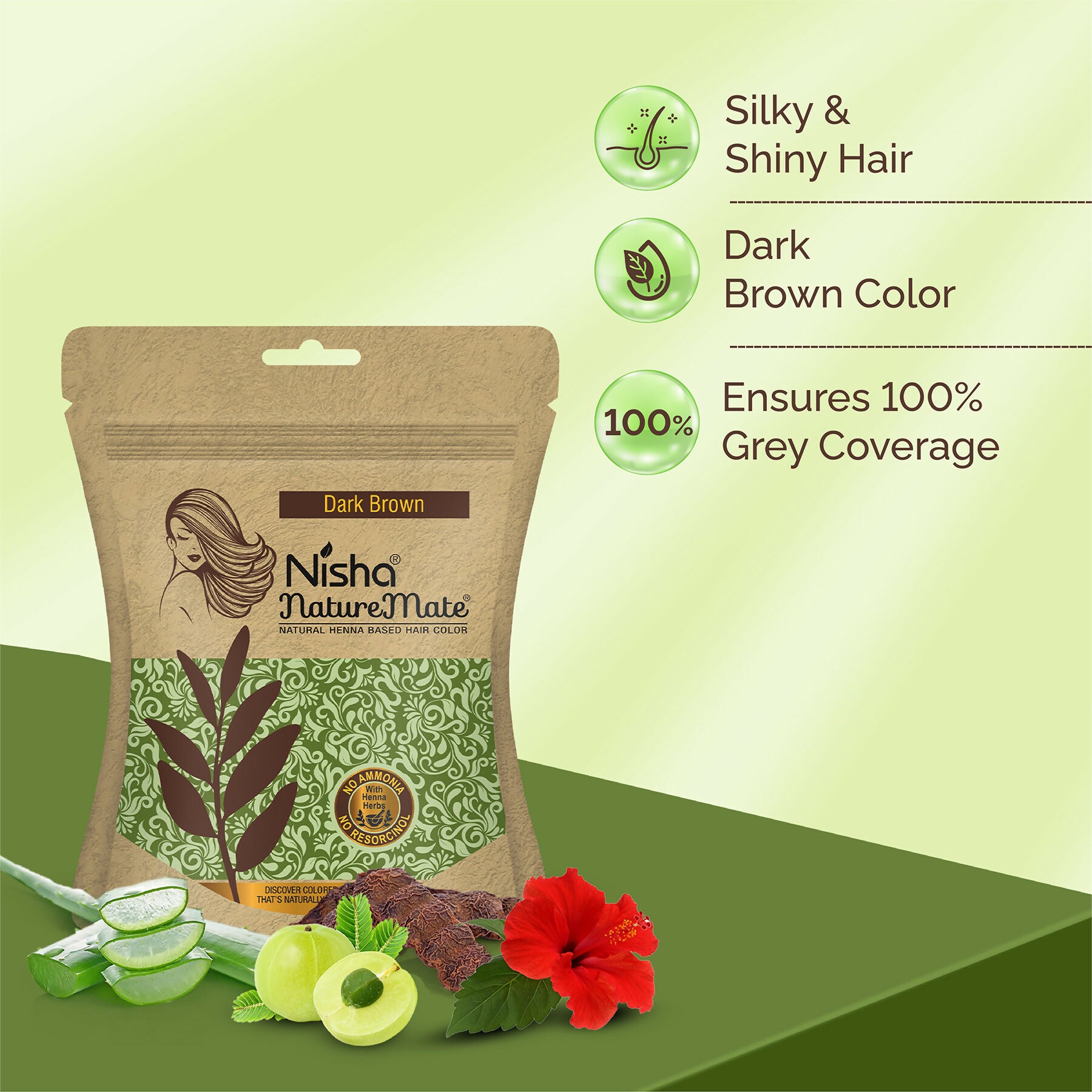 Nisha Hair Colour for Women-Dark Brown|100% Pure Henna-Based Powder - Distacart