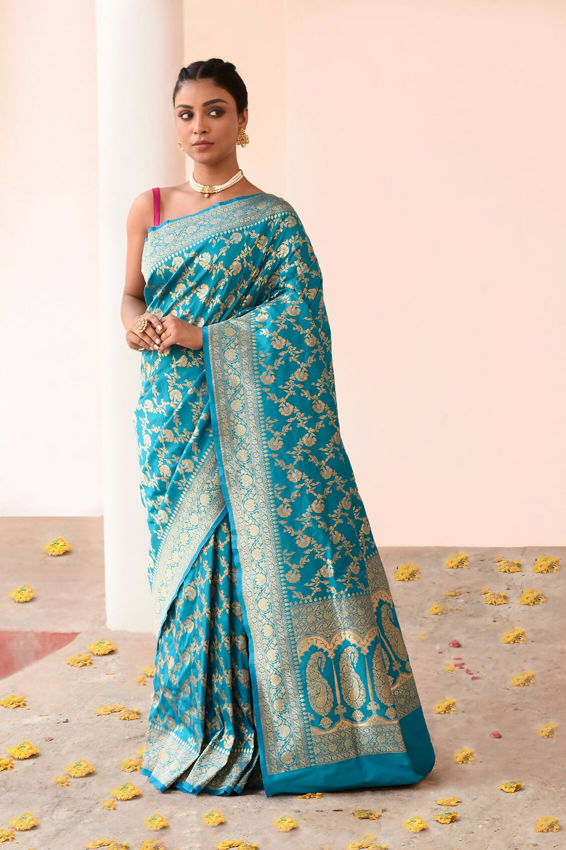 Joban Fashion Aqua Soft Pure Handloom Banarasi Silk Saree - Dista