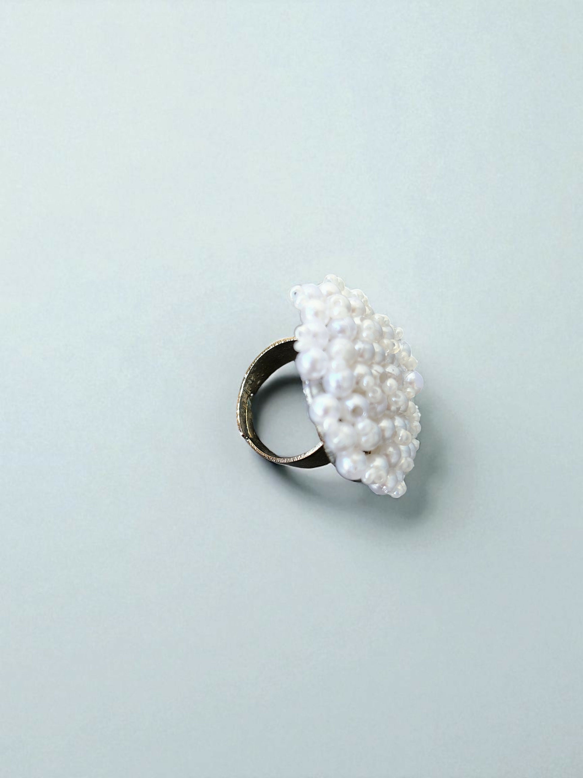 Inhanns Rang-E-Roshan Adjustable Ring – Handmade Crystal Statement Ring - Pearl - Distacart