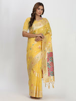 Thumbnail for Astita Linen Cotton Yellow Saree