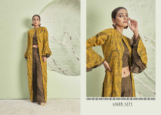 Hiral Fashion Mustard Rayon Printed Ethnic Sets