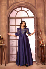 Thumbnail for Hiral Fashion Blue Silk Embroidered Gown