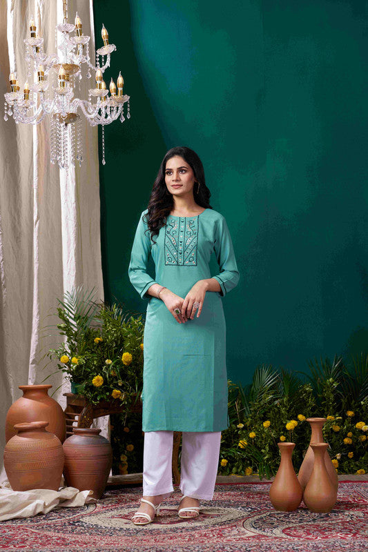 Hiral Fashion Green Cotton Solid Kurta Set