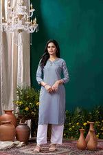 Thumbnail for Hiral Fashion Grey Cotton Solid Kurta Set