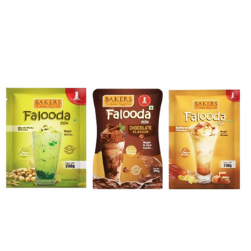 BAKERS Flavour Falooda Mix Powder Combo - Chocolate, Pista, Butter Scotch - Dista