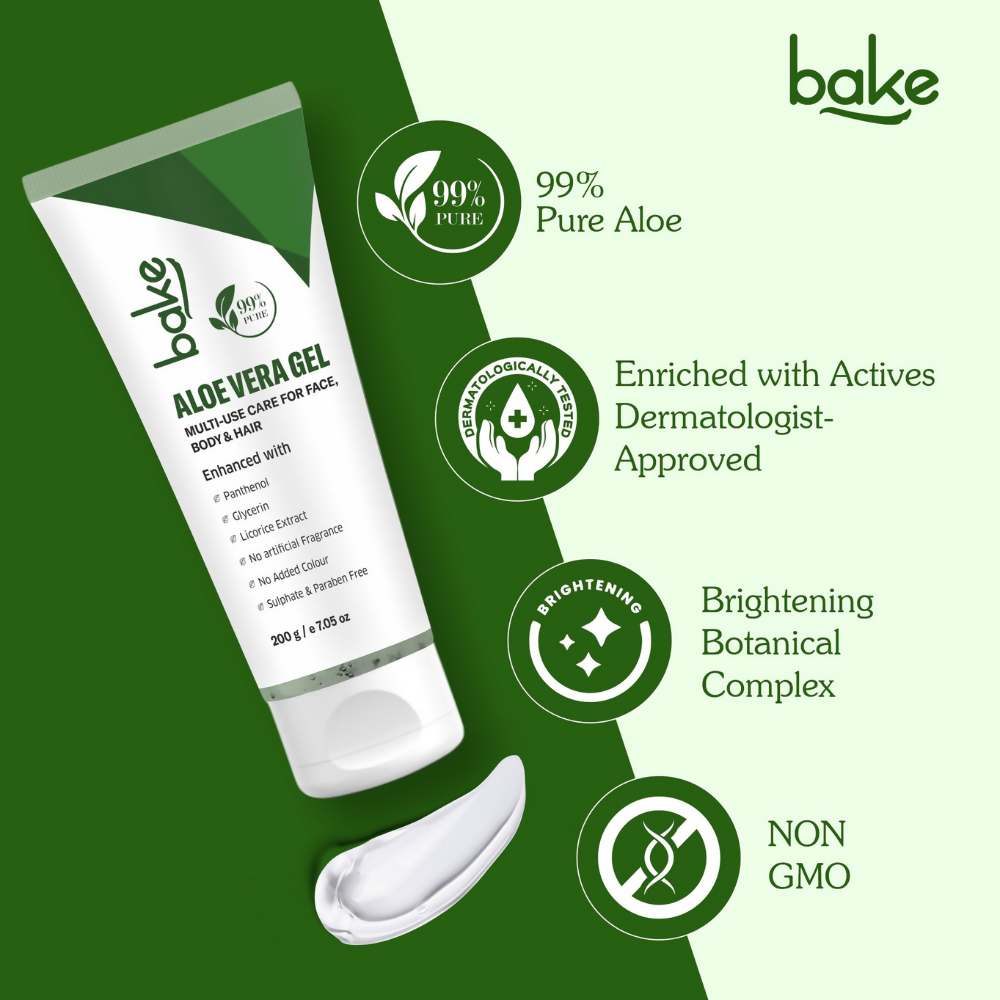 Bake 99% Pure Multi-Use Aloe Vera Gel for Face, Body & Hair - Distacart