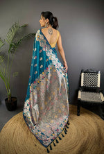 Thumbnail for Joban Fashion Meenakari Royal Blue Woven Soft Silk Saree