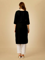 Thumbnail for Jyoti Fashion Women's Black Cotton Blend Embroidered Kurta Pant Set - Distacart
