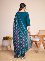Thumbnail for Lorenvalley Rama Chanderi Roman Silk Embroidered with Mirror Work Kurta Set