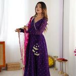 Thumbnail for Teeya Creation Purple Faux Georgette Gown