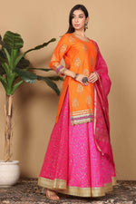 Thumbnail for Joban Fashion Orange Silk Lehenga Set