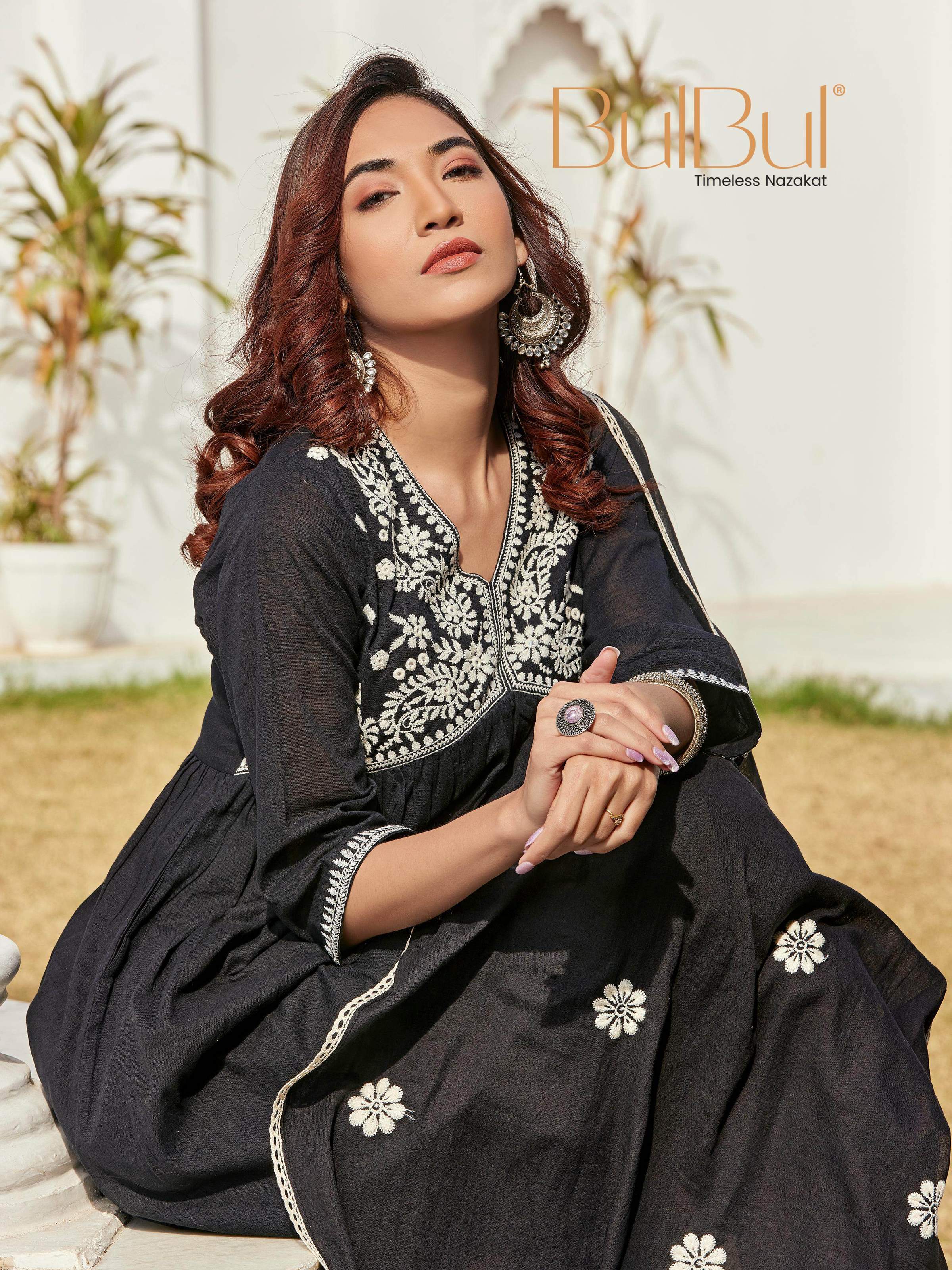 BulBul Akanksha Black Cotton Kurta Set with Dupatta