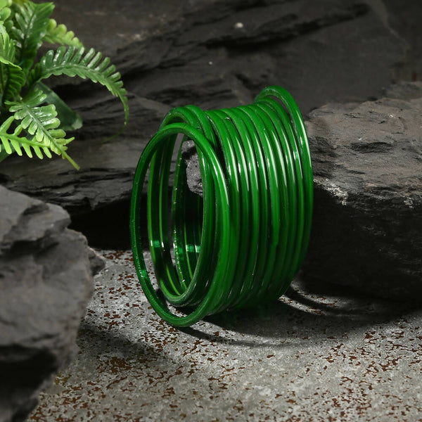 Afast Shining Green Glass Party, Wedding, Daily Use Bangle Set, Pack Of 12 - Distacart