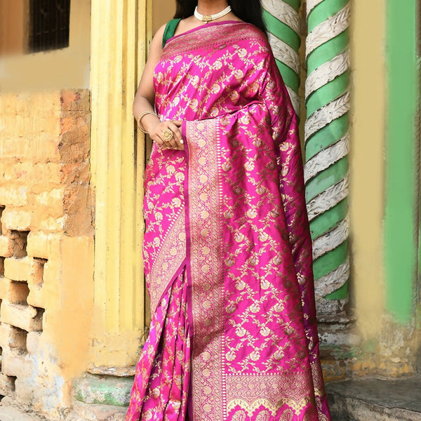 Joban Fashion Pink Soft Pure Handloom Banarasi Silk Saree