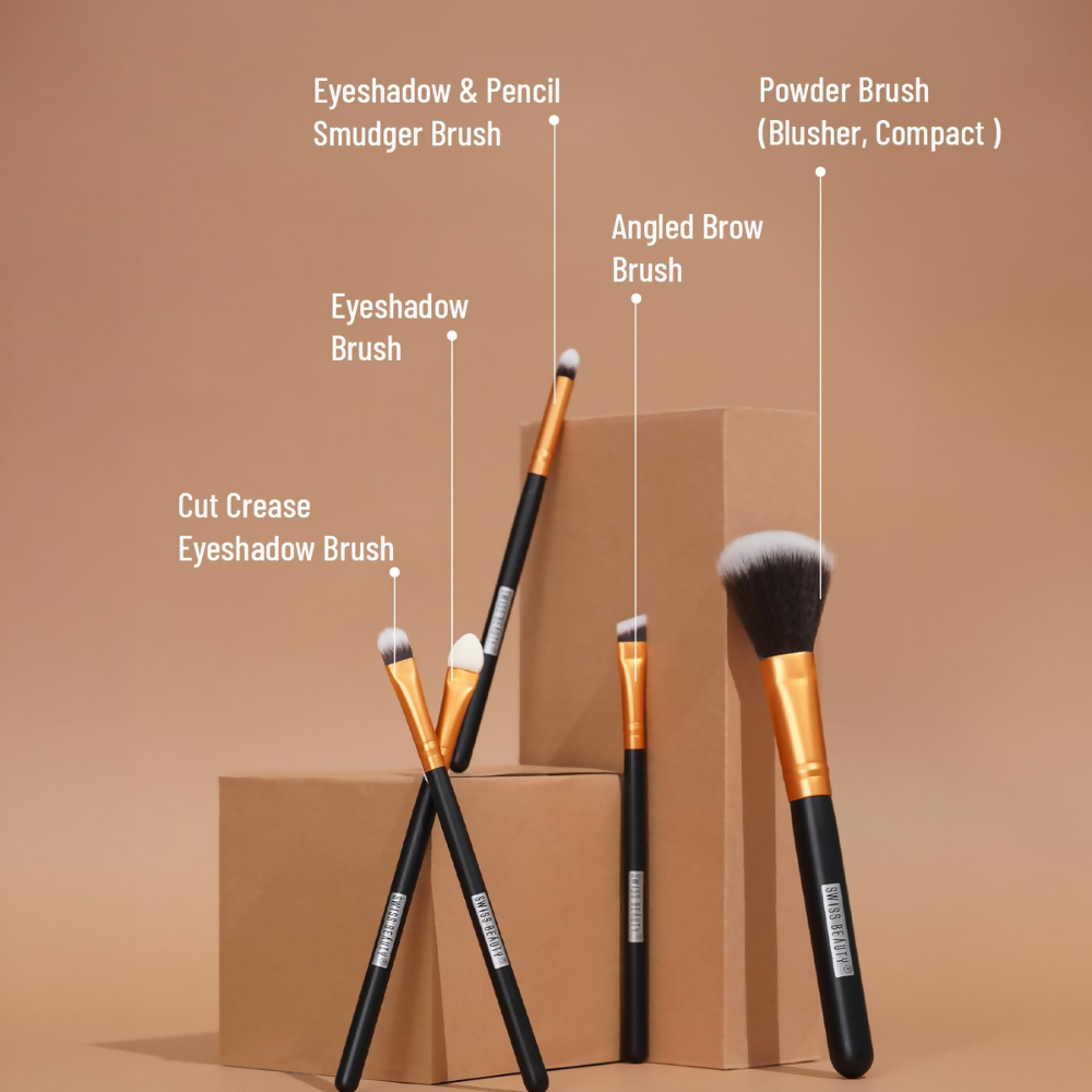 Swiss Beauty Makeup Brushes - Gold - Dista