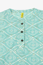 Thumbnail for Ahika Mint Green Cotton Blend Bandhani Printed Straight Tunic - Distacart