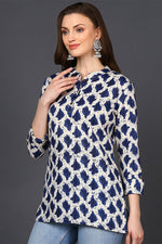 Thumbnail for Ahika Off White Cotton Blend Ethnic Motifs Printed Straight Tunic - Distacart