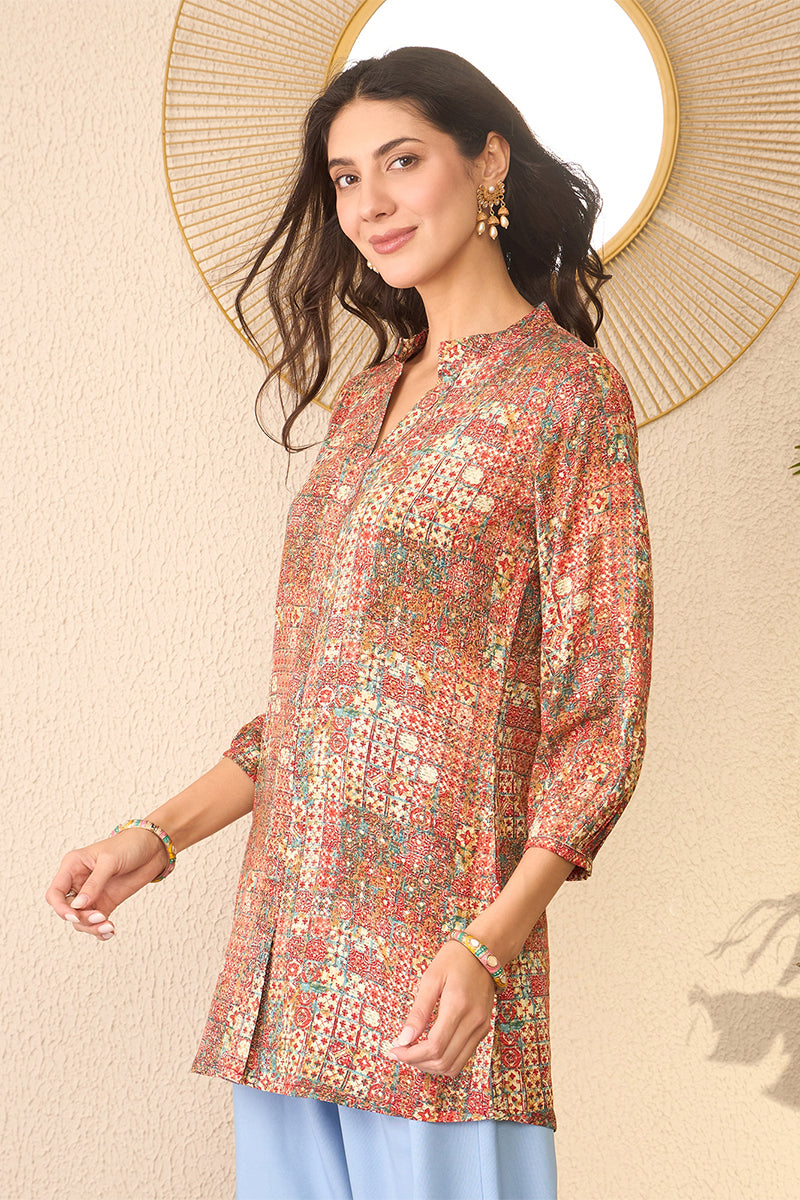 Vivaanta Fashion Multi Rayon Blend Abstract Printed Regular Top - Dista