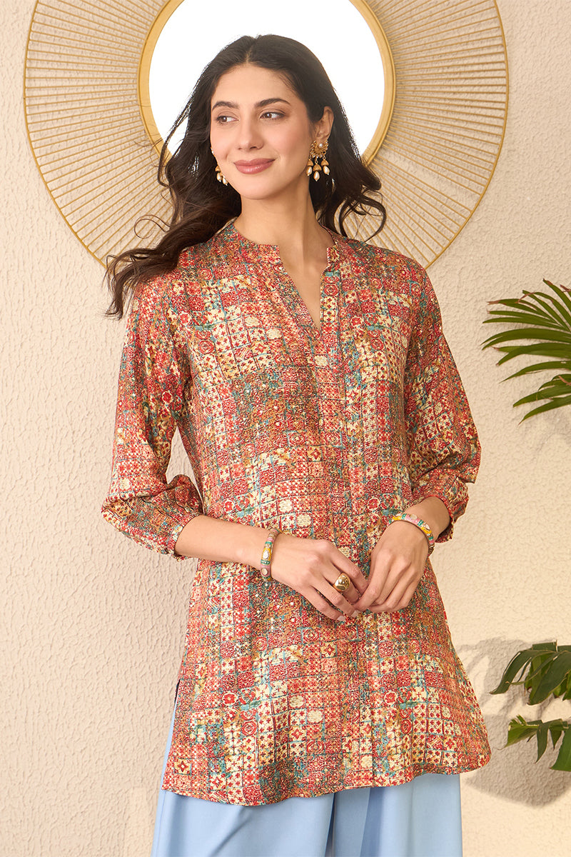Vivaanta Fashion Multi Rayon Blend Abstract Printed Regular Top - Dista