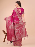 Thumbnail for Astita Lichi Silk Magenta Saree