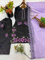 Thumbnail for Teeya Creation Women'S Fancy Stylish Heavy Embroidery Sequence Work With Rivet Moti Work Kurta Set - Dista